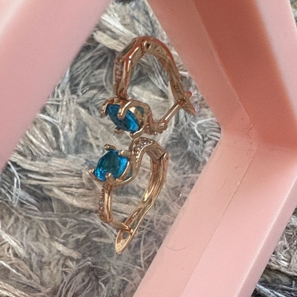 Elegant Blue Stone Earrings - Picture 3 of 5